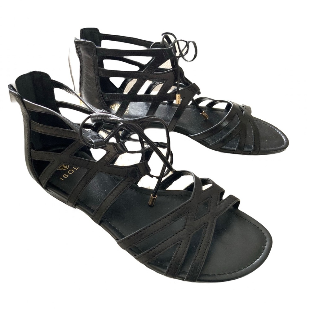 Isola Women’s Gladiator Sandals Shoes Flats Sz 8.5 Black